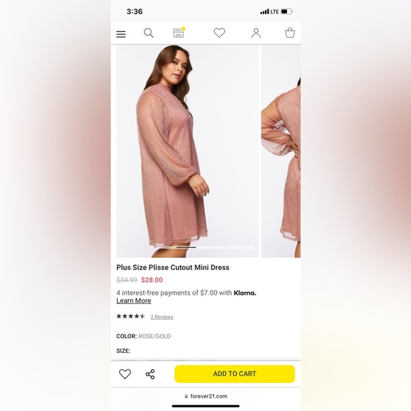 Forever 21 Plus Size Plisse Cutout Mini Dress Size 1X Rose Gold - Picture 8 of 11